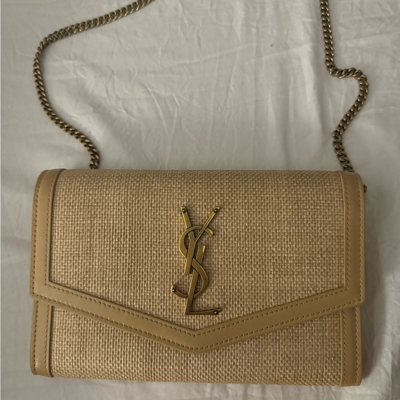 Yves Saint Laurent Handbags - YSL Uptown Chain Wallet In Micro Raffia